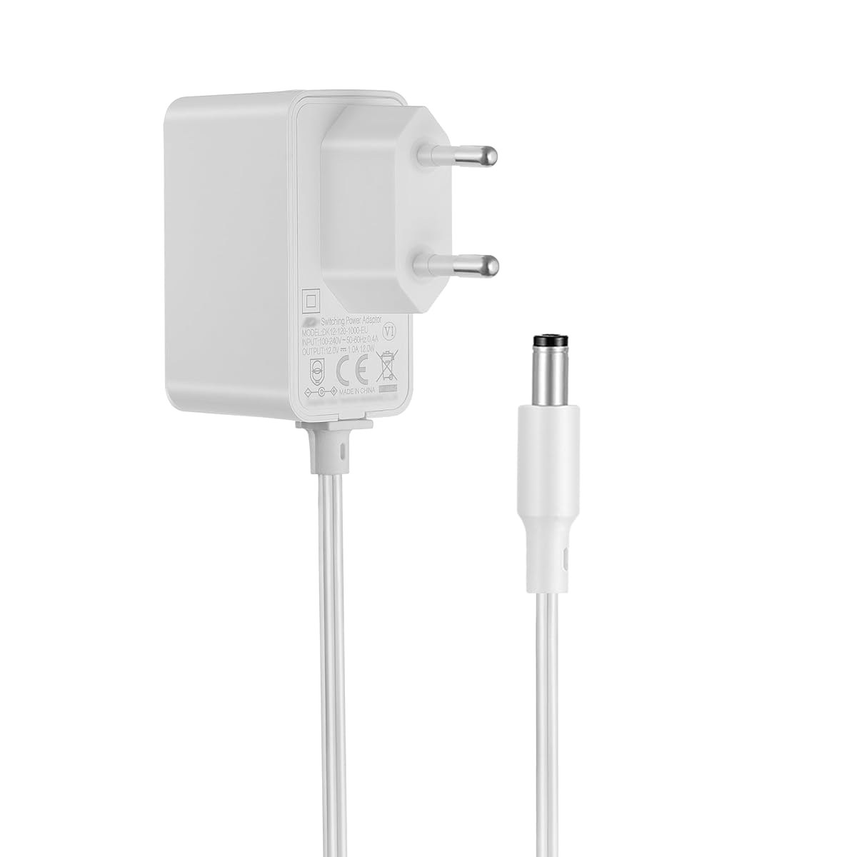 Bloc d’alimentation blanc 12 V avec câble de 3 m et huit embouts détachables