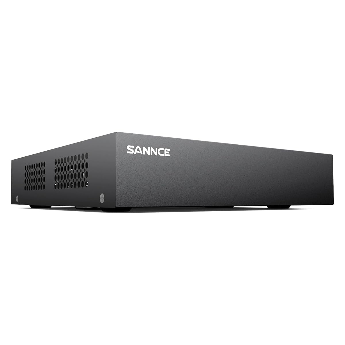 Enregistreur DVR Sannce posé dans un espace abrité près d’une façade extérieure