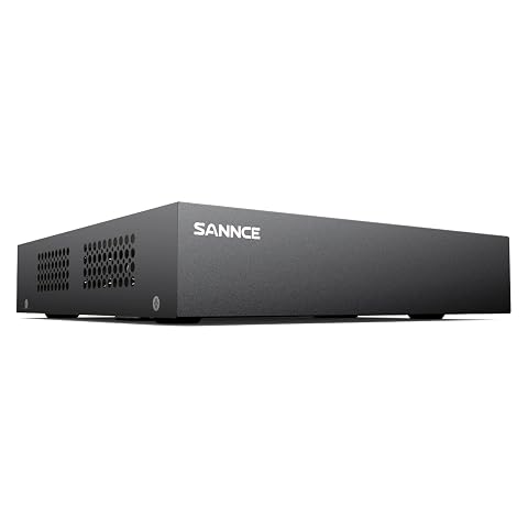 Enregistreur DVR Sannce posé dans un espace abrité près d’une façade extérieure