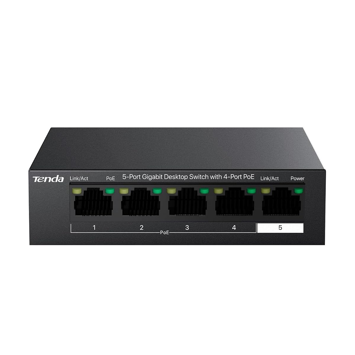 Switch Tenda PoE+ Gigabit compact avec quatre ports d’alimentation et un port uplink