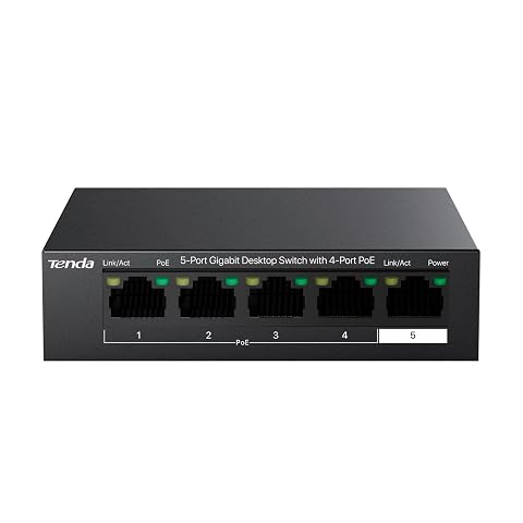 Switch Tenda PoE+ Gigabit compact avec quatre ports d’alimentation et un port uplink