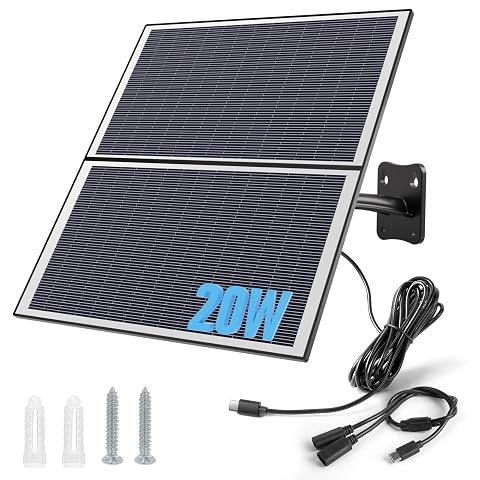 Panneau solaire noir à deux modules avec câble Type-C, posé près d’une façade en pierre claire.
