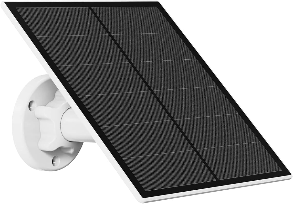 Panneau solaire YCTechLife 5 W et support mural orientable fixés sur une façade extérieure