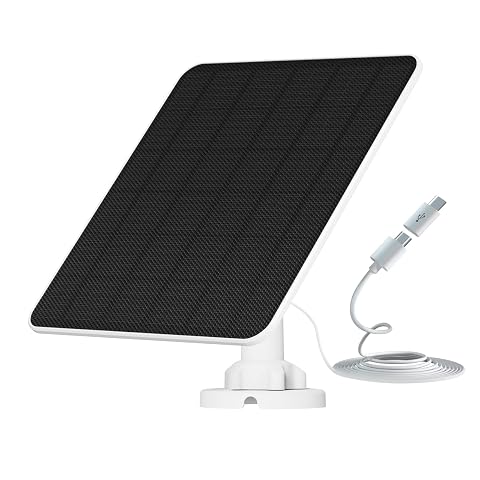Panneau solaire YCTechLife 6 W fixé sur une façade extérieure avec son support orientable et son câble.