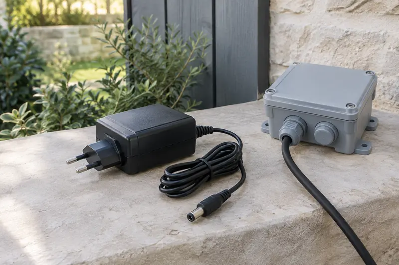 Adaptateur secteur et connecteur pour caméra extérieure